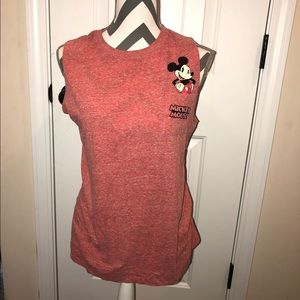 red muscle tee with mickey mouse